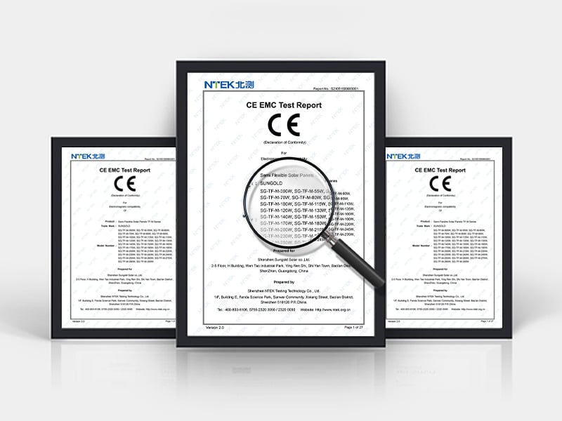 solar panel test and Certificate