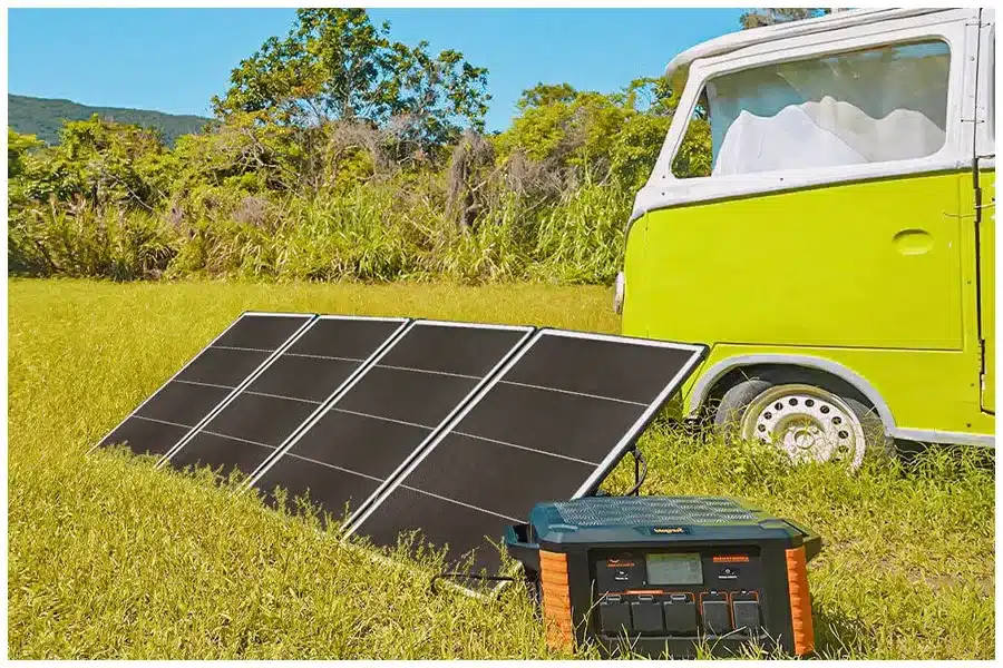 portable solar panel with power station for camping