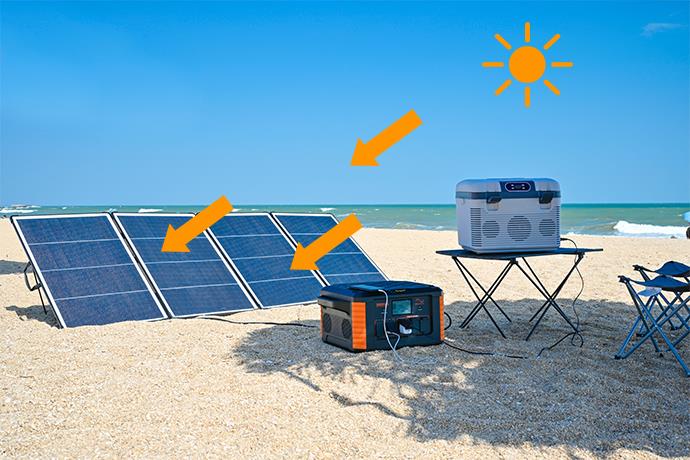 Solar Panel under the sun and on the beach