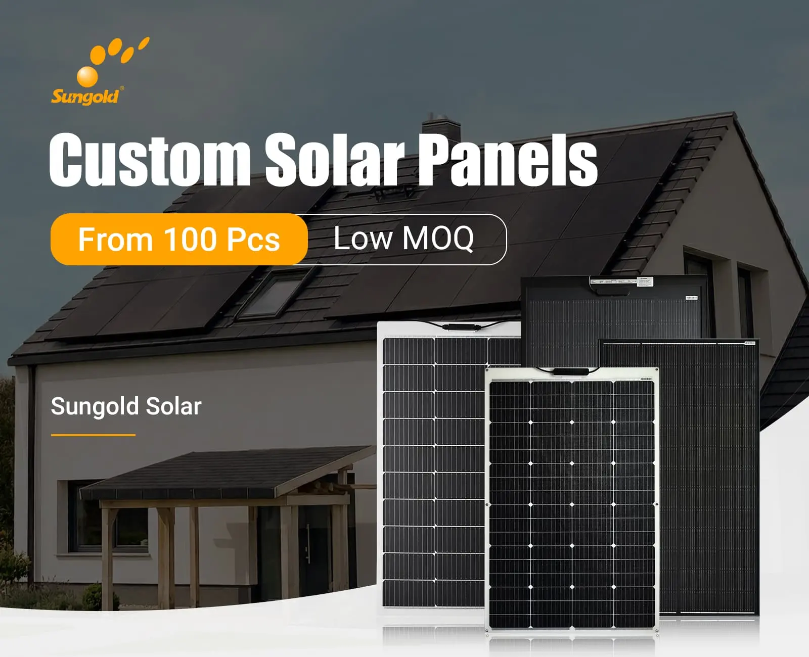 Custom Solar Panels Low MOQ From 100 Pcs Sungold Solar
