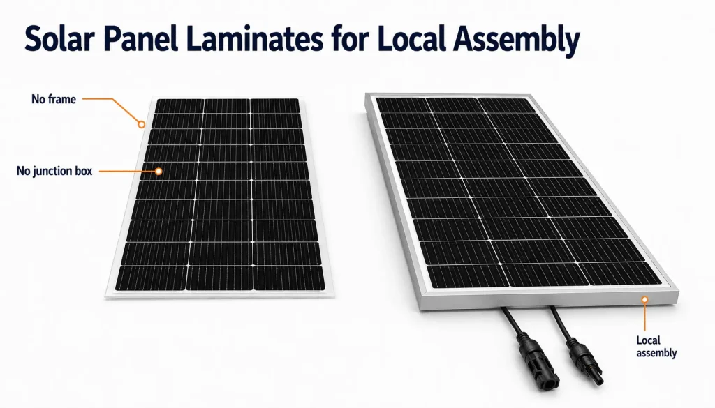 Semi-Finished Solar Panel Laminates for Local Assembly