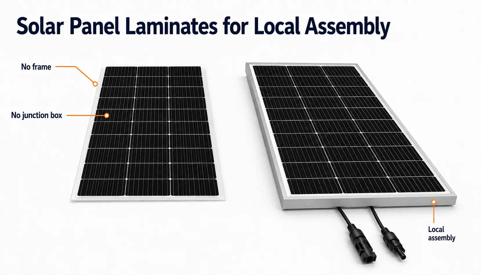 Semi-Finished Solar Panel Laminates for Local Assembly