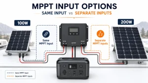 Solar panels with different wattages connected through MPPT input options