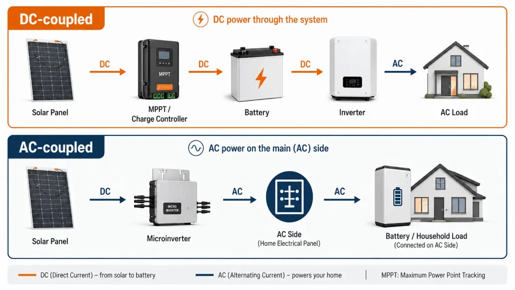dc coupled vs ac coupled solar battery path