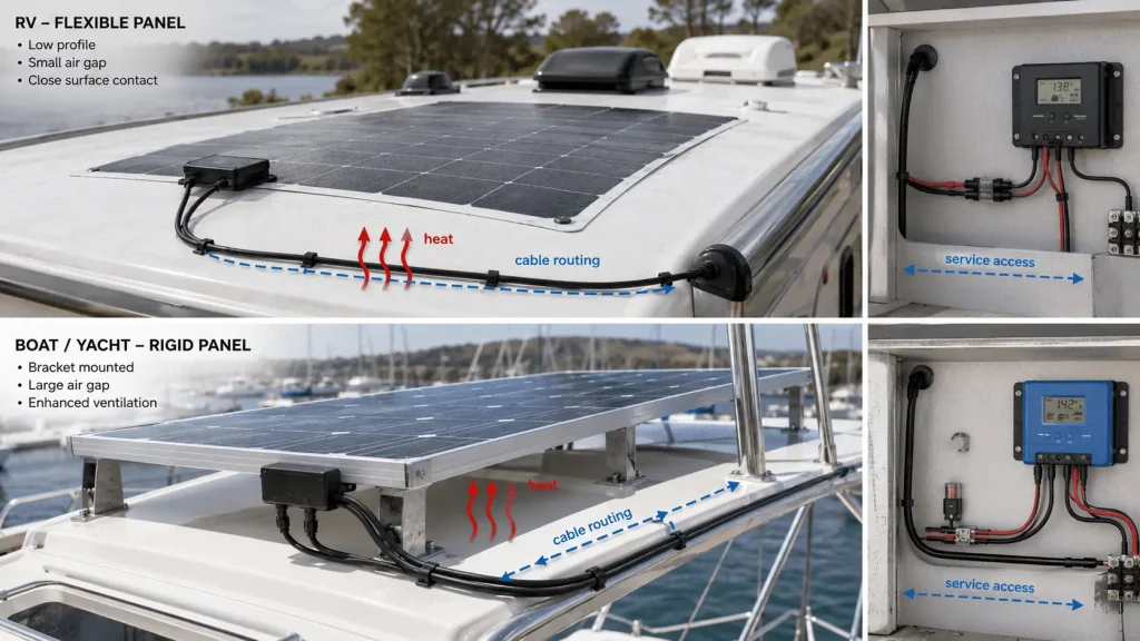 RV and marine solar installation details
