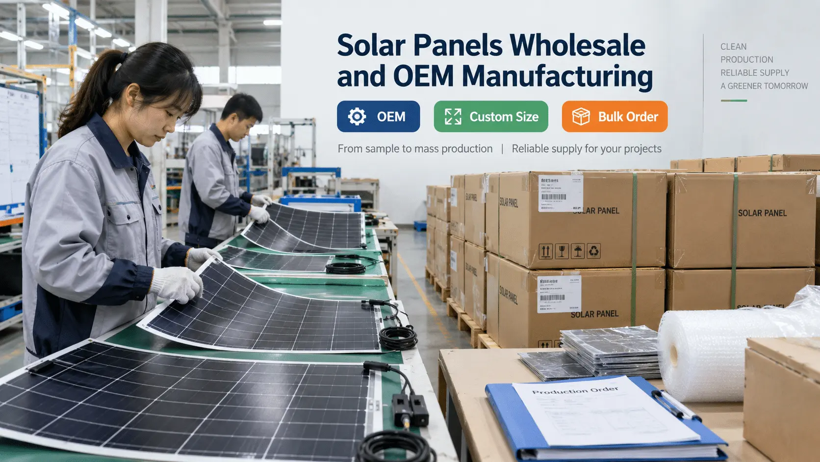 Wholesale solar panel manufacturing and OEM supply
